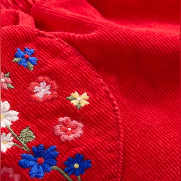 Mini Boden Bright Red Corduroy pants with floral embroidery NWT size 3-4Y - Picture 4 of 10